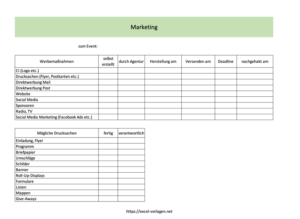 Veranstaltungsplanung Excel Vorlage
