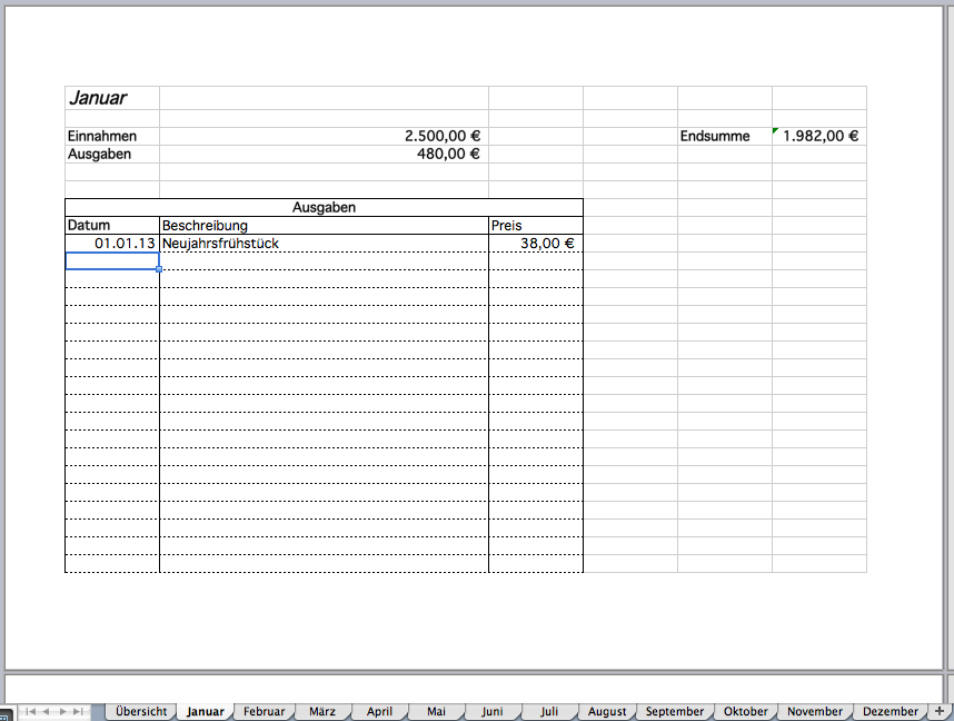 Haushaltsbuch Als Excel Vorlage Kostenlos