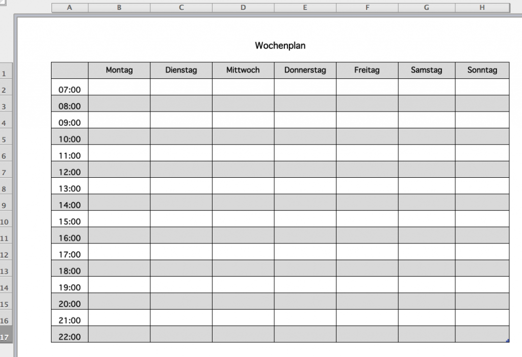 Wochenplan Auf Excel Erstellen – JSDXNJ