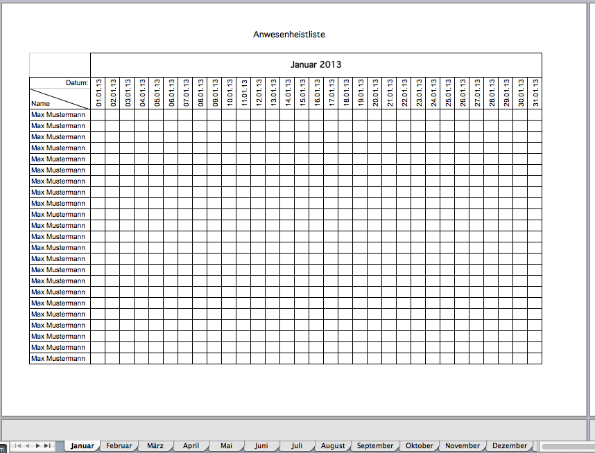 Anwesenheitsliste Excel Vorlage 2024 TQPDL Anwesenheitsliste Excel Vorlage 2024 TQPDL