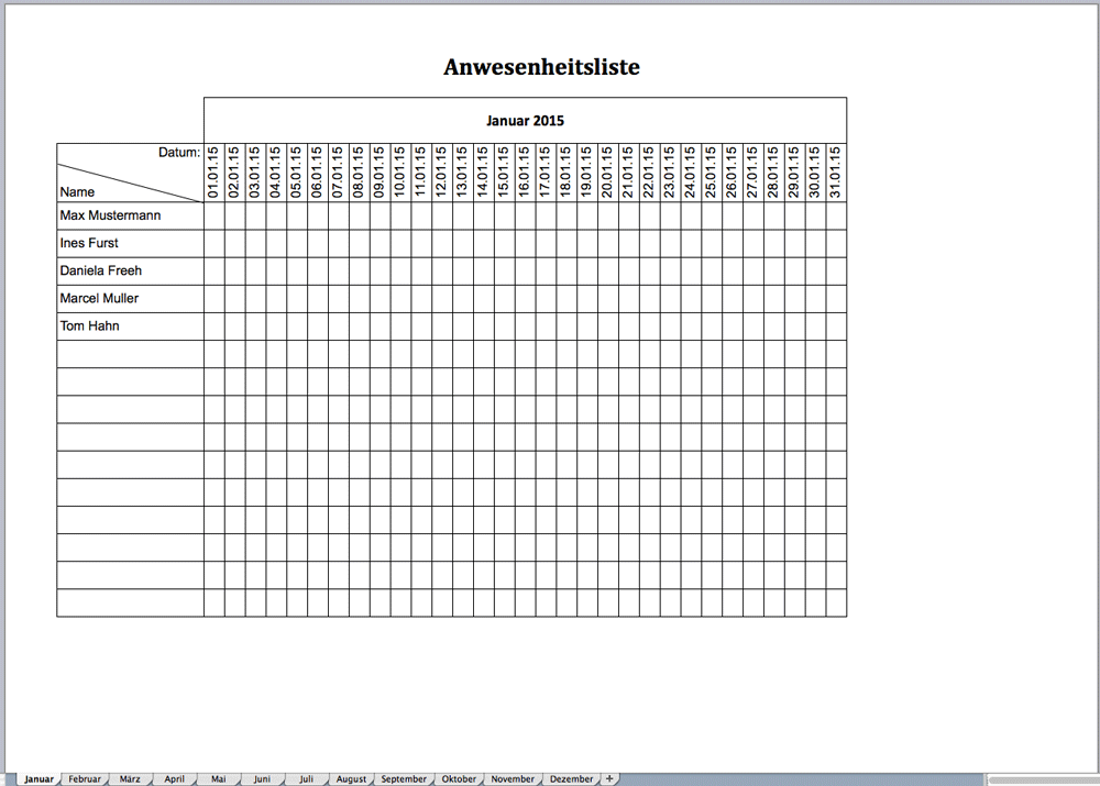 Liste Anwesenheit Vorlage Einfach JRQVRN Liste Anwesenheit Vorlage Einfach JRQVRN