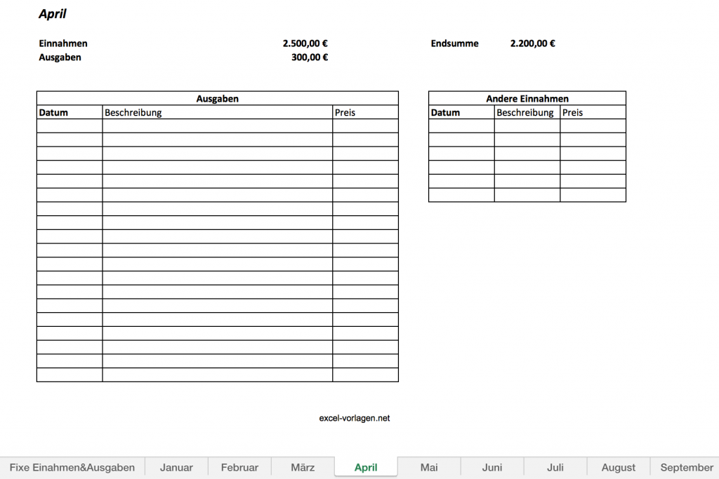 Neue Version des Haushaltsbuchs für Excel