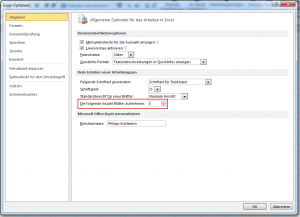 Anzahl der Arbeitsblätter in Excel