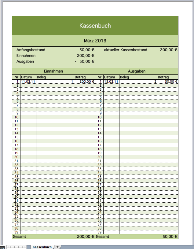 Kostenloses Kassenbuch Als Excel Vorlage Excel Vorlagen Für Jeden