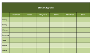Excel-Vorlage Ernährungsplan