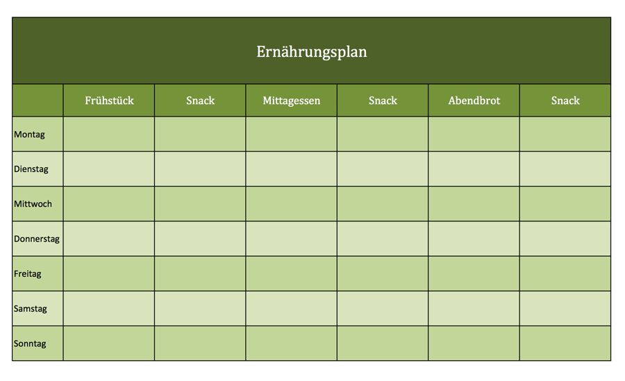 Excel-Vorlage Ernährungsplan