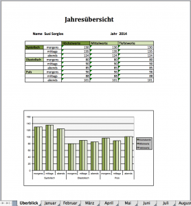 Blutdrucktabelle Excel Überblick