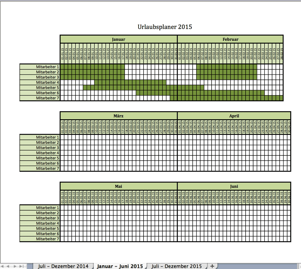 Urlaubsplaner 2015 - laden Sie kostenlos eine Kalender-Vorlage