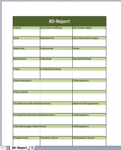 8D-Report als Excel-Vorlage