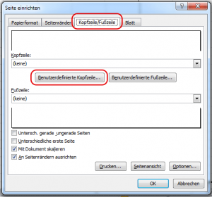 Excel 2010 Kopfzeile anpassen