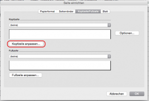 Kopfzeile in Excel 2011 anpassen