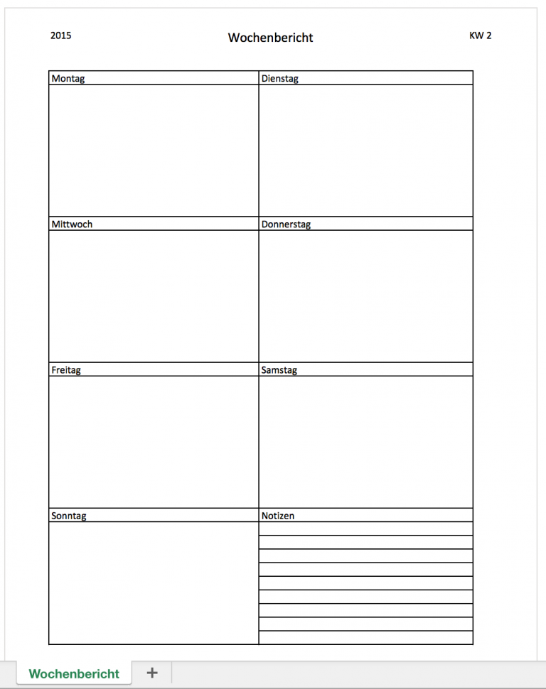 Wochenbericht Mit Excel [kostenlose Vorlage]