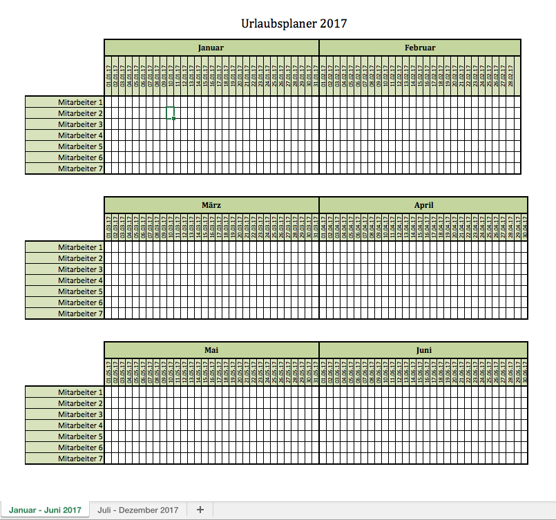 Urlaubsplaner Für 2017 Excel Vorlagen Für Jeden Zweck