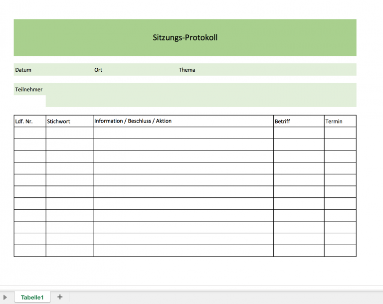 Protokollvorlagen als Muster für Sitzungen [Excelvorlagen]