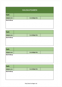 Hausaufgabenliste für Schüler (mit einer Excelvorlage)