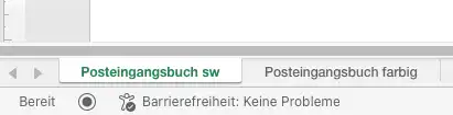 2 Arbeitsblätter vom Posteingangsbuch