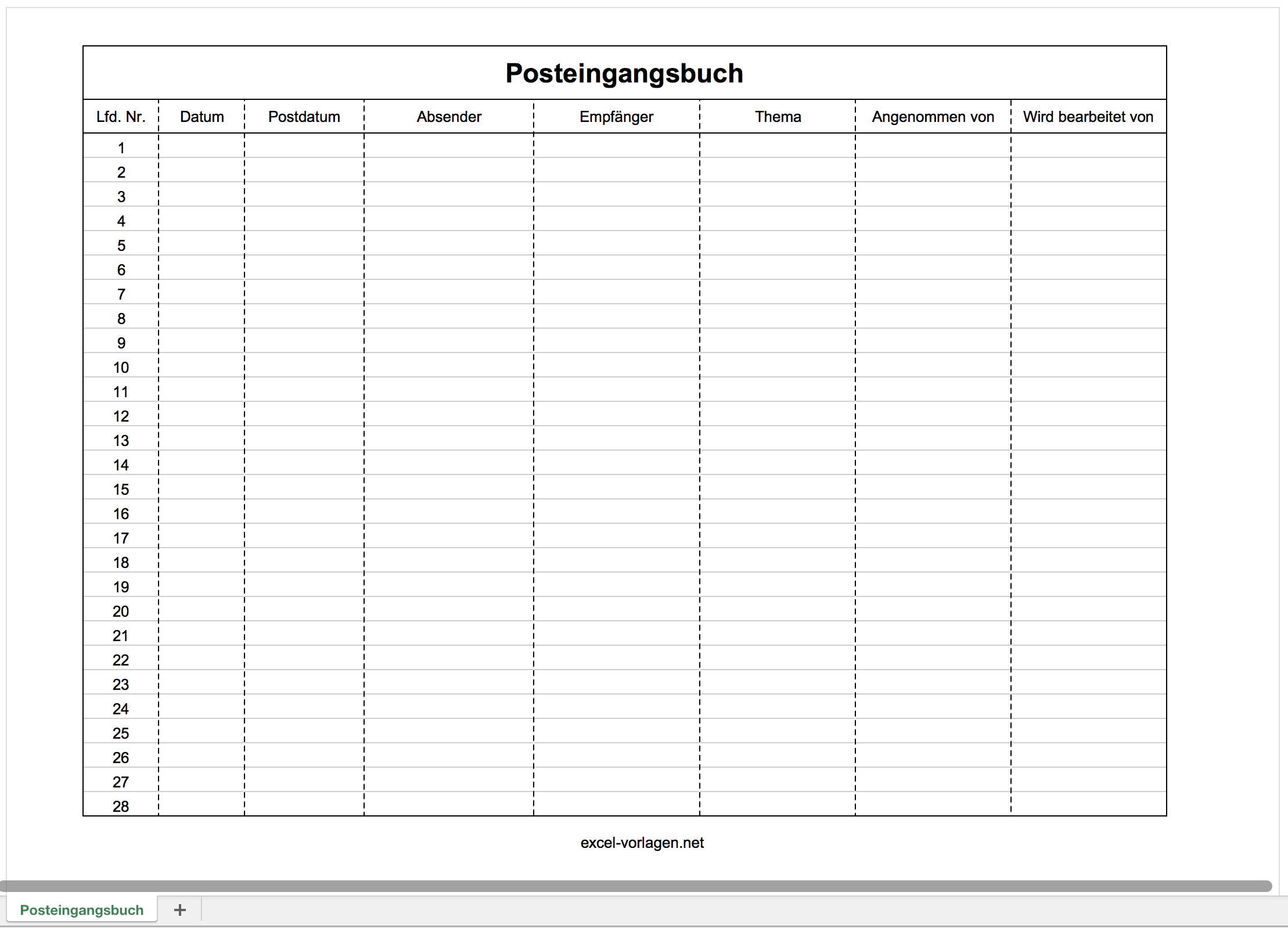 Posteingangsbuch Mit Excel Posteingangsbuch Mit Excel