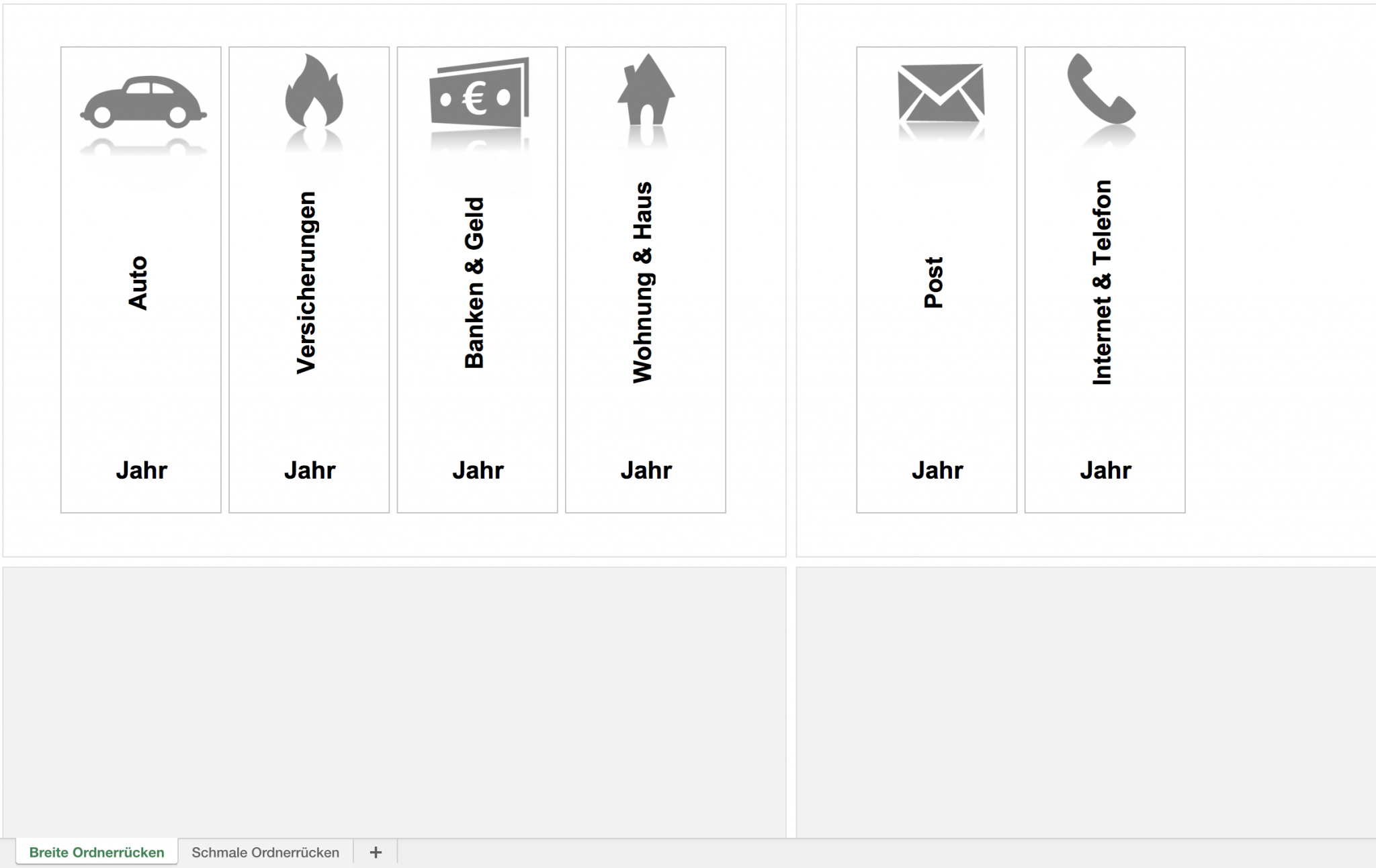 Kostenlose Ordnerrücken als Excelvorlage