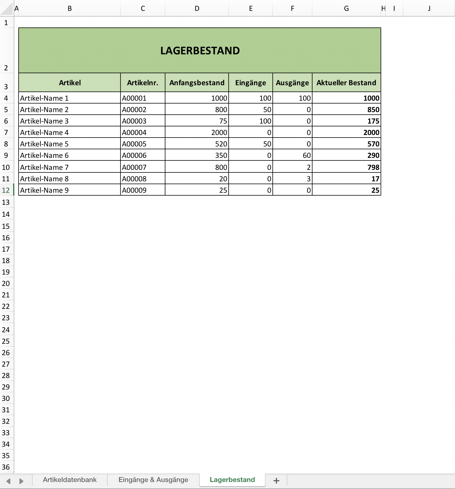 Lagerverwaltungs-Vorlage - ganz einfach mit Excel