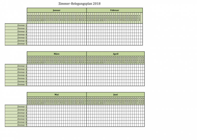 Gratis Belegungsplaner für Excel