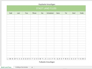 Stadt Land Fluss mit Excel