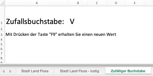 Zufälliger Buchstabe mit Excel generiert