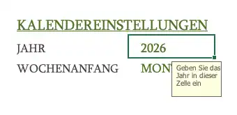 Jahr eintragen für den ewigen Kalender