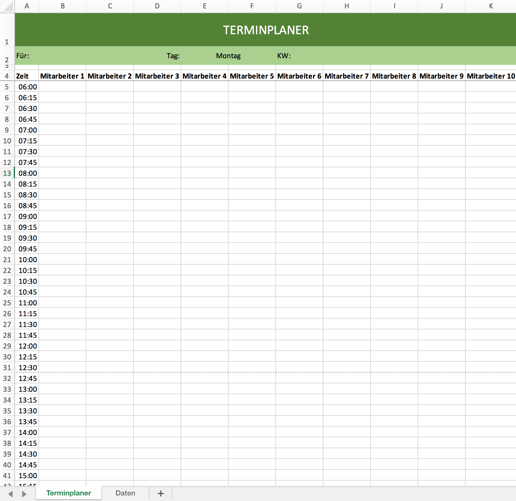 Einsatzplanung Excel Vorlage Kostenlos - Excel ...