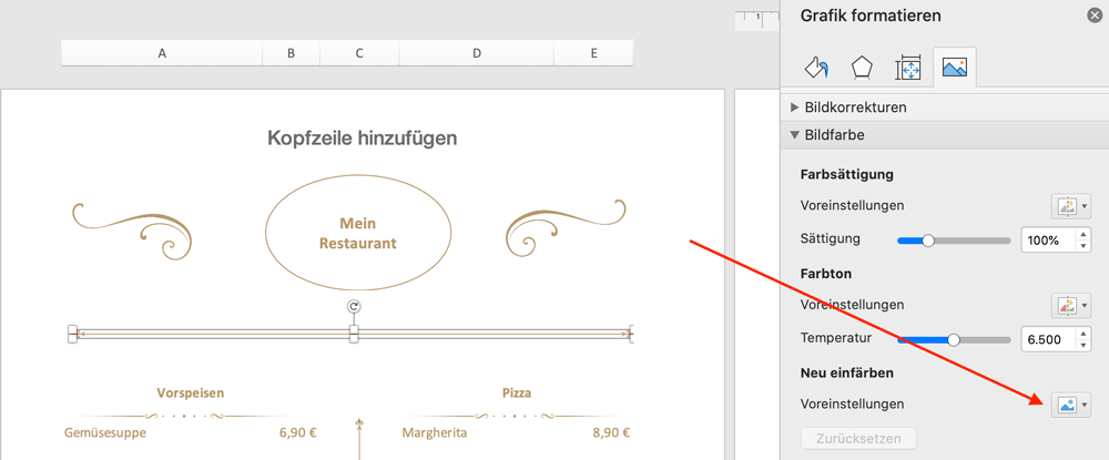 Bild einfärben in Excel