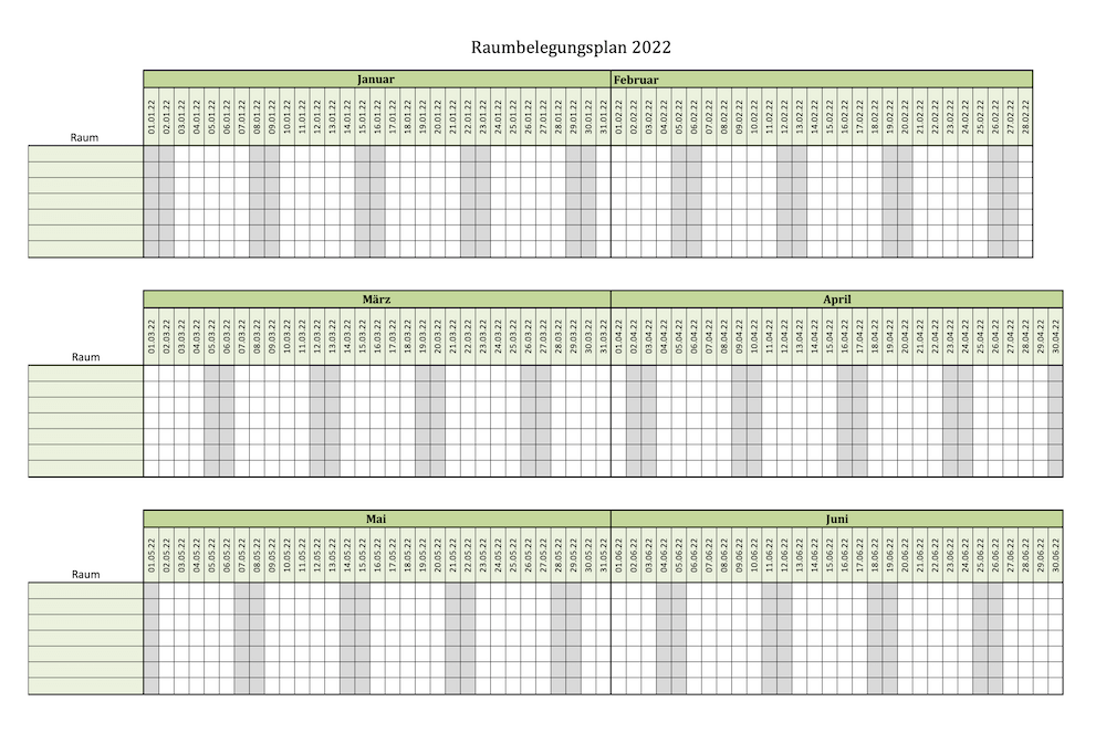 Excel Belegungsplan Belegungskalender Reservierungsplaner Vermietungspläne XLS 