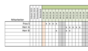 Urlaubsplaner 2024 kostenlose Excelvorlage