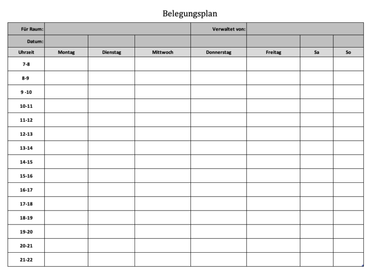 Gratis Belegungsplaner als Excel-Vorlage oder PDF (Download)