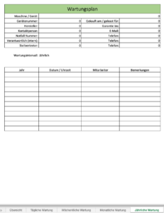 Excel Vorlage Wartungsplan: So sparen Sie Geld und Ärger