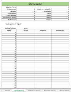 Excel Vorlage Wartungsplan: So sparen Sie Geld und Ärger