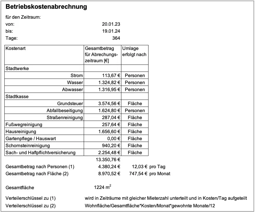 Schritt 1: Betriebskostenabrechnung - Alle Kosten erfassen