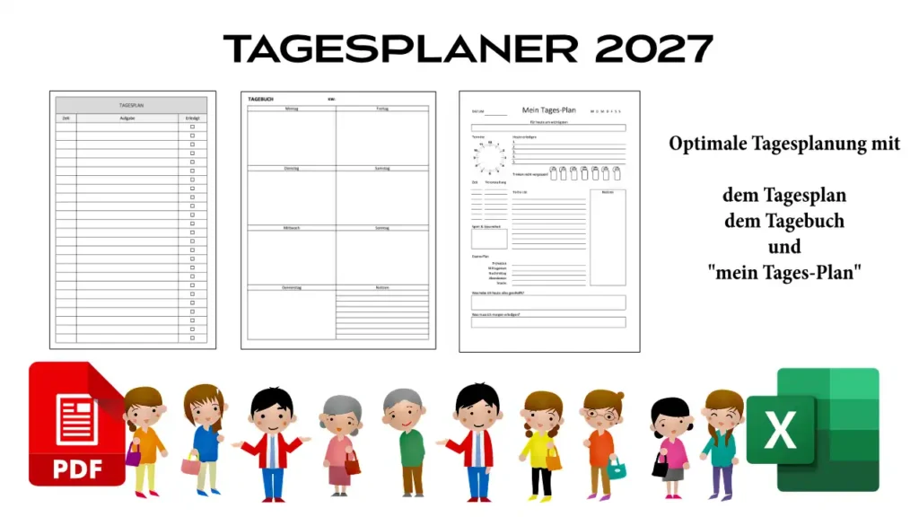 Banner für verschiedene Tagesplaner für Excel und als PDF